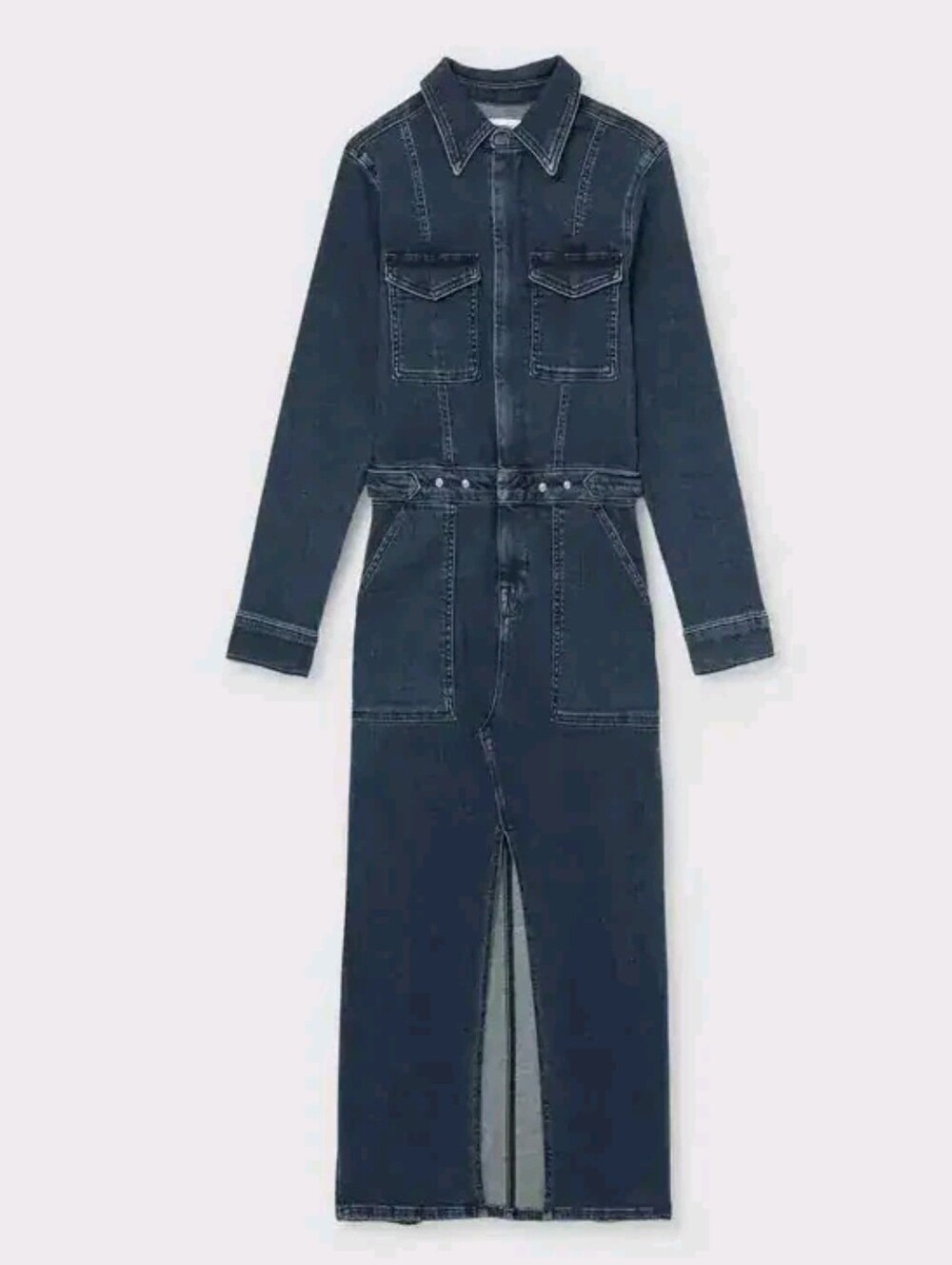 Good American Long Sleeve Midi Denim Dress NWT Retail $229-retrofete-zara-revolv - Picture 4 of 12